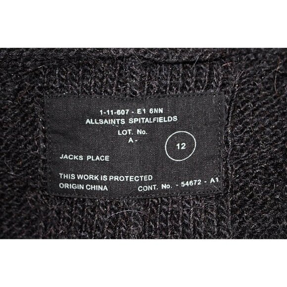 All Saints Jack's Place Flex Knit Alpaca Cardigan, Black - sz 12 - Picture 4 of 7